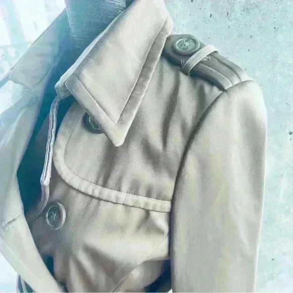 BURTON BY LONDON BEIGE DOUBLE BREAST MID LENGHT TRENCH SIZE 40 - Picture 8 of 16